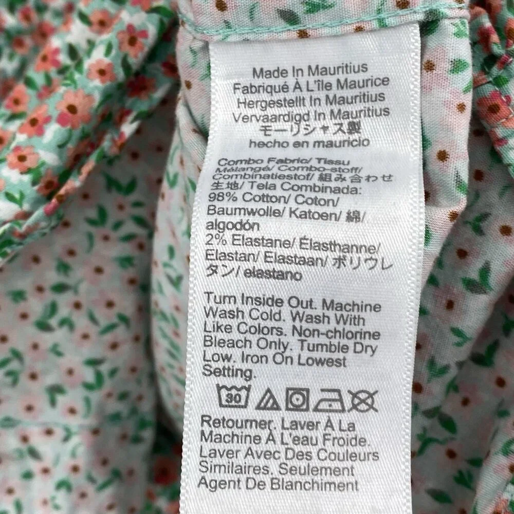 J.Crew Men's Size M Green Flex Wash Floral Print Button Front Shirt Short Sleeve